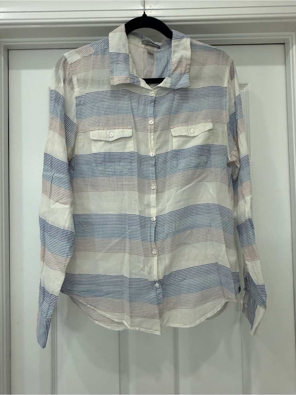 Horny Toad Striped Button-Up Shirt in Blue and Pink
